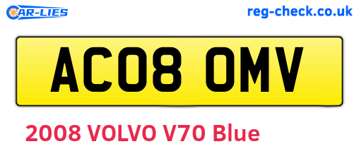 AC08OMV are the vehicle registration plates.