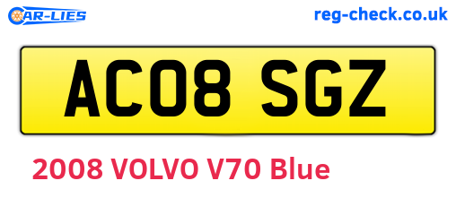 AC08SGZ are the vehicle registration plates.
