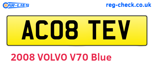 AC08TEV are the vehicle registration plates.