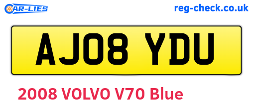 AJ08YDU are the vehicle registration plates.