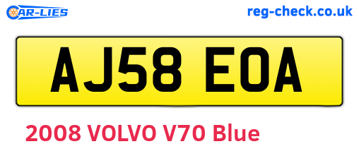 AJ58EOA are the vehicle registration plates.