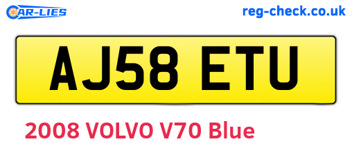 AJ58ETU are the vehicle registration plates.