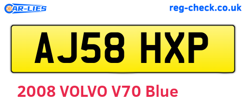 AJ58HXP are the vehicle registration plates.