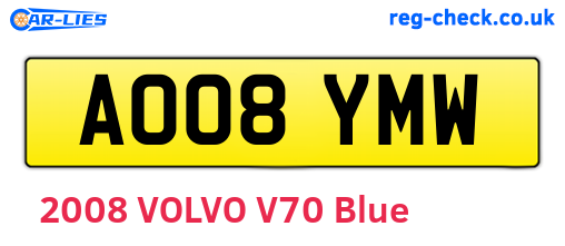 AO08YMW are the vehicle registration plates.
