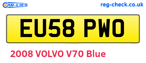EU58PWO are the vehicle registration plates.
