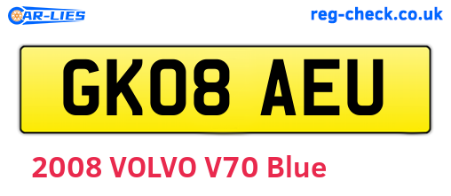 GK08AEU are the vehicle registration plates.