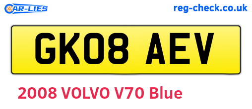 GK08AEV are the vehicle registration plates.