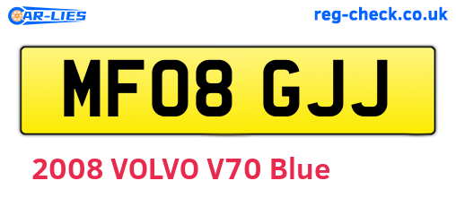 MF08GJJ are the vehicle registration plates.