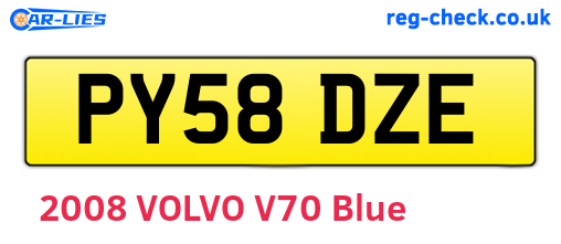 PY58DZE are the vehicle registration plates.