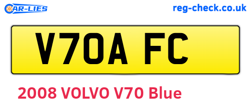 V70AFC are the vehicle registration plates.