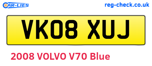 VK08XUJ are the vehicle registration plates.