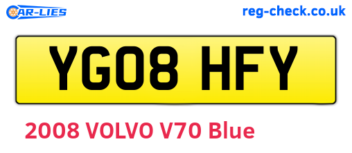 YG08HFY are the vehicle registration plates.