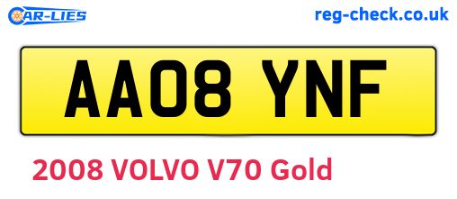 AA08YNF are the vehicle registration plates.