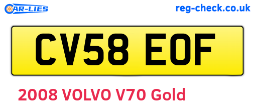 CV58EOF are the vehicle registration plates.