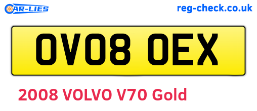 OV08OEX are the vehicle registration plates.