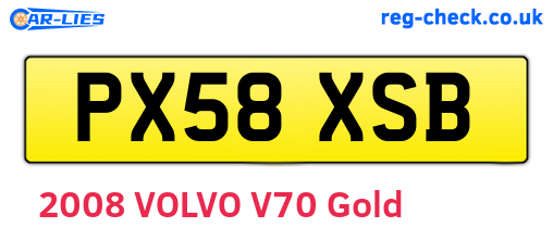 PX58XSB are the vehicle registration plates.