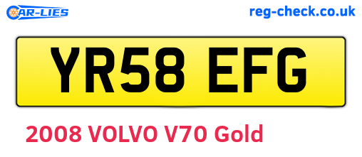 YR58EFG are the vehicle registration plates.