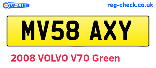 MV58AXY are the vehicle registration plates.