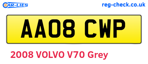 AA08CWP are the vehicle registration plates.