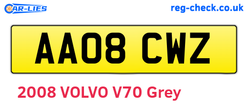 AA08CWZ are the vehicle registration plates.
