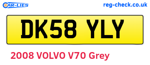 DK58YLY are the vehicle registration plates.