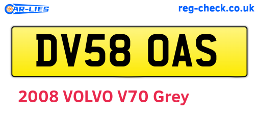 DV58OAS are the vehicle registration plates.