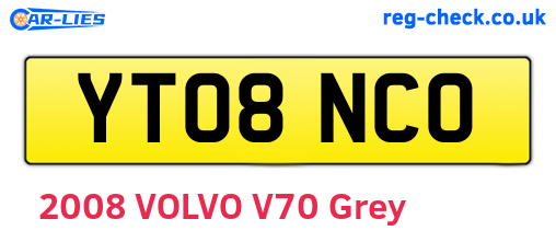 YT08NCO are the vehicle registration plates.