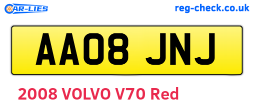 AA08JNJ are the vehicle registration plates.