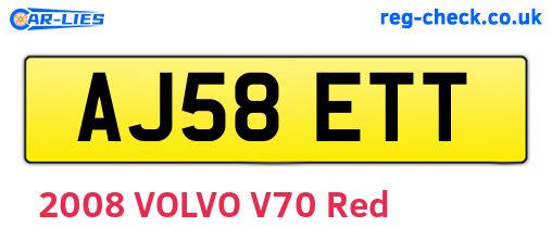 AJ58ETT are the vehicle registration plates.
