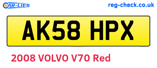 AK58HPX are the vehicle registration plates.