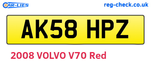 AK58HPZ are the vehicle registration plates.