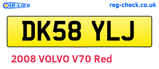 DK58YLJ are the vehicle registration plates.