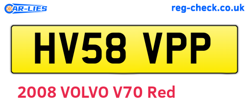 HV58VPP are the vehicle registration plates.