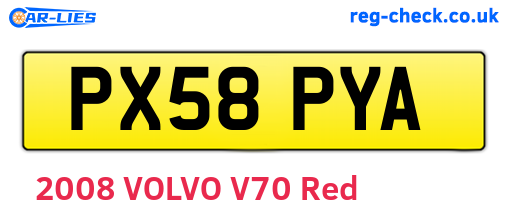 PX58PYA are the vehicle registration plates.