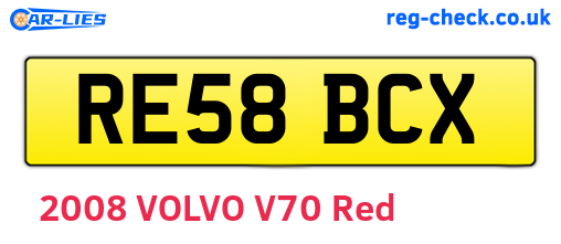 RE58BCX are the vehicle registration plates.