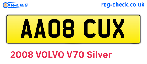 AA08CUX are the vehicle registration plates.