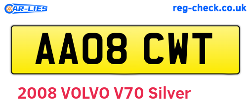 AA08CWT are the vehicle registration plates.