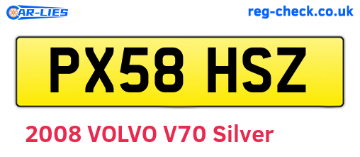 PX58HSZ are the vehicle registration plates.