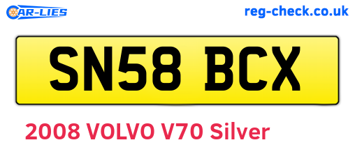 SN58BCX are the vehicle registration plates.