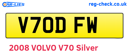 V70DFW are the vehicle registration plates.