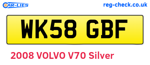 WK58GBF are the vehicle registration plates.
