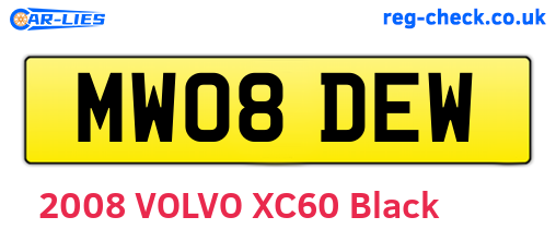 MW08DEW are the vehicle registration plates.