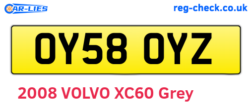 OY58OYZ are the vehicle registration plates.