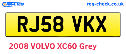 RJ58VKX are the vehicle registration plates.
