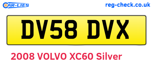 DV58DVX are the vehicle registration plates.