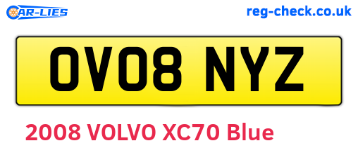 OV08NYZ are the vehicle registration plates.