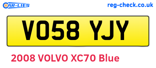 VO58YJY are the vehicle registration plates.