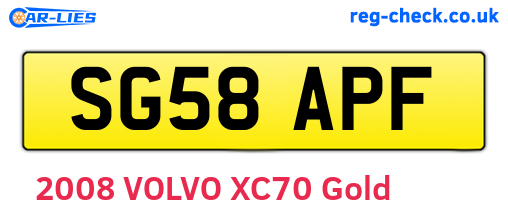 SG58APF are the vehicle registration plates.
