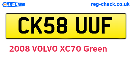 CK58UUF are the vehicle registration plates.