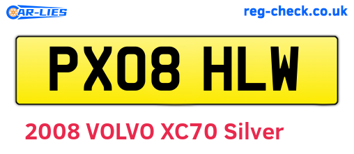 PX08HLW are the vehicle registration plates.